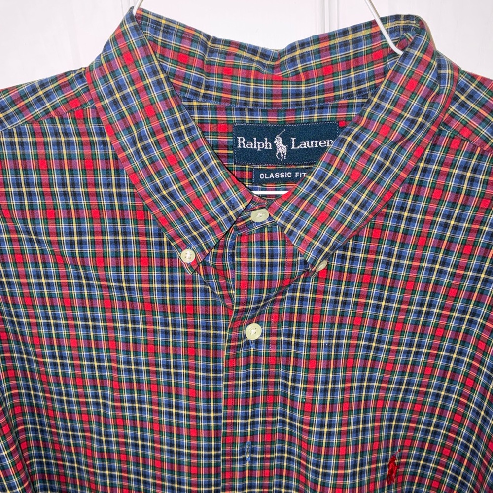 Ralph Lauren Red, Blue & Green Plaid Button-Down Shirt
